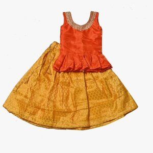 ORGANGE AND YELLOW TODDLER GIRL LEHENGA CHOLI (1-2T)